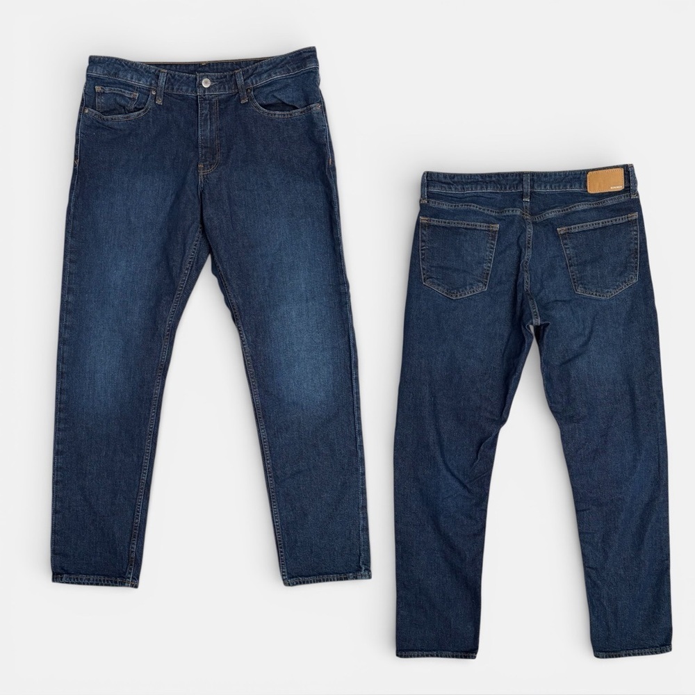 Bonobos Jeans Men 35x32 (34x30) Blue Stretch Denim Slim Fit Dark Wash Casual EUC